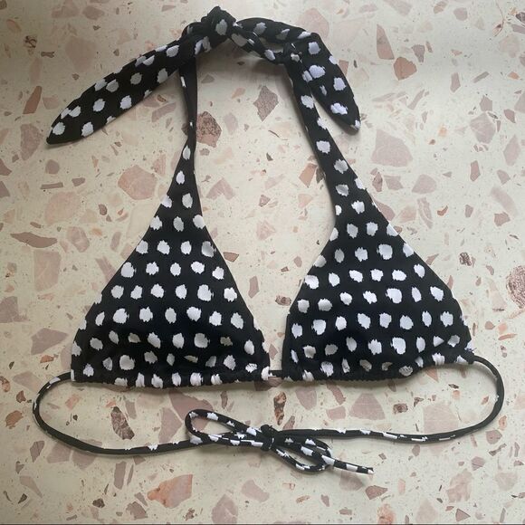 VICTORIA'S SECRET BLACK & WHITE POLKA DOT BIKINI TOP - Picture 1 of 6
